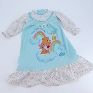 Vintage 80s Care Bears Nightgown Pajamas Size 2T 2